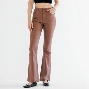 Mica Denim 8/29 High Rise Flare Coated Jeans Brown Mocha Earthtones NWOT